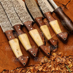 5-Piece Custom Handmade Chef Knife Set with Leather Sheath