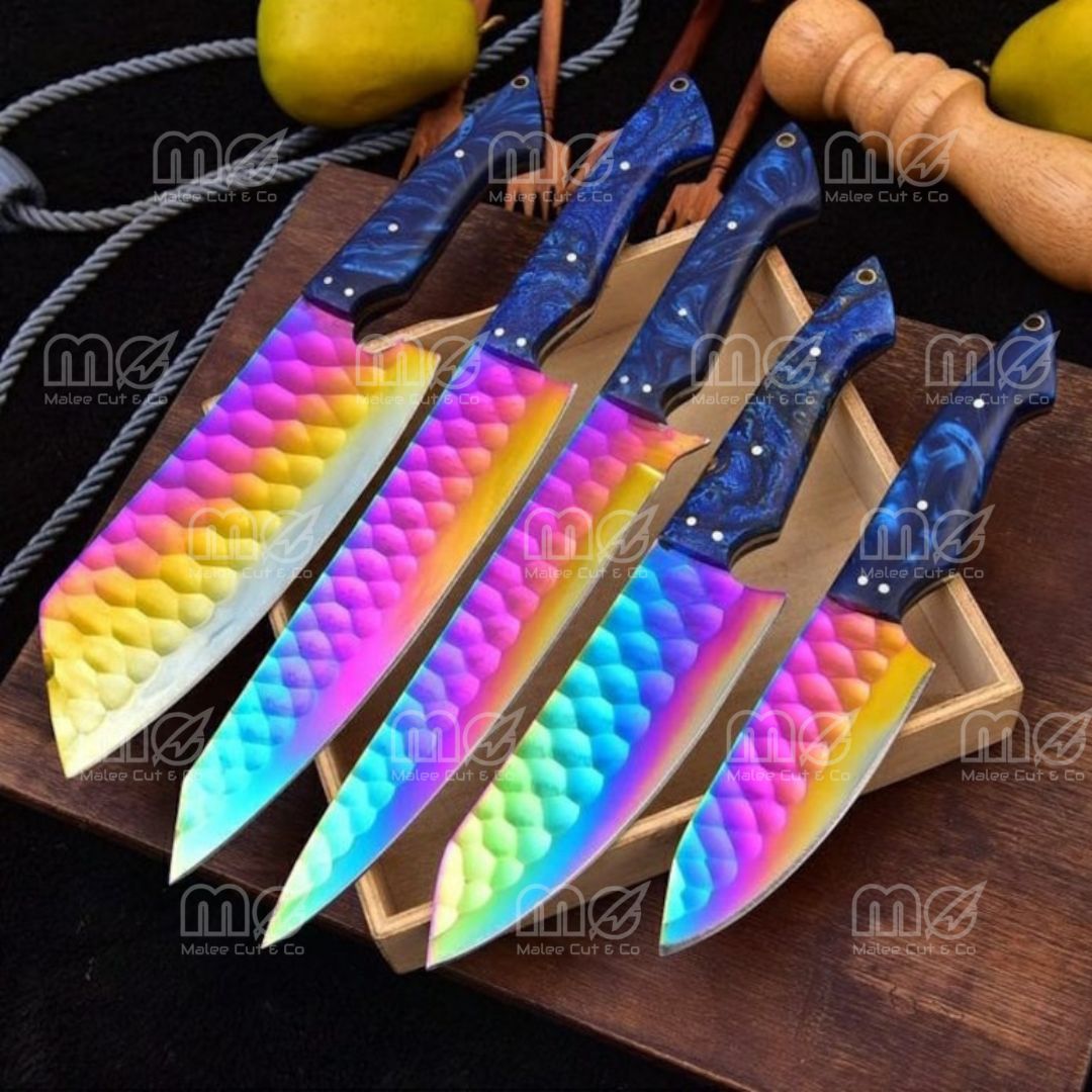 D2 Steel Blades 5-Piece Custom Handmade Chef Knife Set