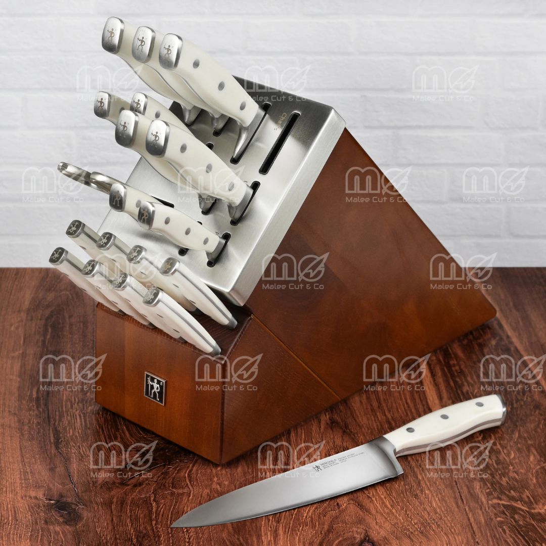 Ikon Creme 10-Piece Knife Block Set – Acacia Wood
