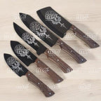 5-Piece Chef Knife Set – Handmade Carbon Steel Blades With Wooden Handles