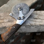 Premium Hand Forged Damascus Steel Pizza Cutter Wheel With Sheath