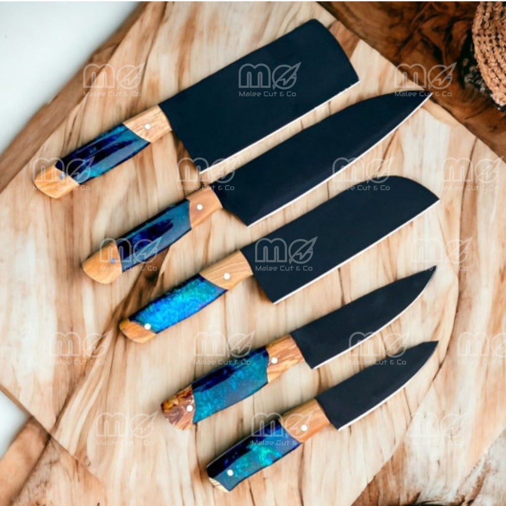 Personalized Hand-Forged 5-Piece Chef Knife Set