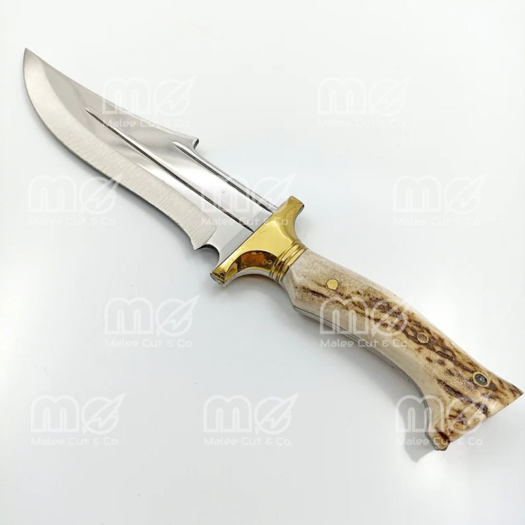 Custom Handmade Hunting Knife With Stag Horn Handle