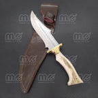 Custom Handmade Hunting Knife With Stag Horn Handle