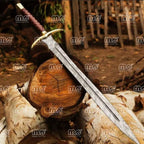 Handmade Real Damascus Steel Viking & Medieval Sword – Full Tang Historical Replica, Templar & Fantasy Design, Groomsmen or Christmas Gift