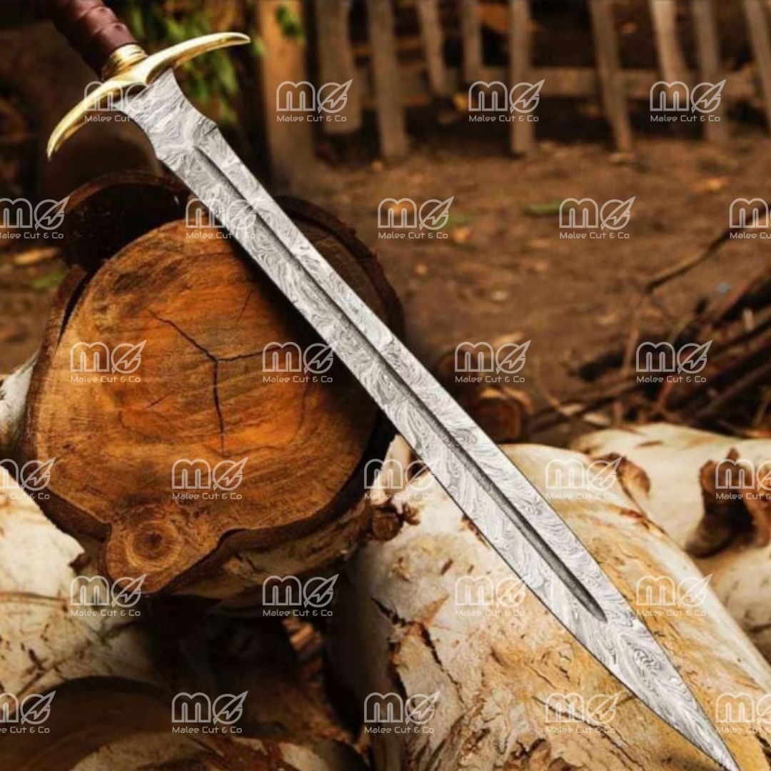 Handmade Real Damascus Steel Viking & Medieval Sword – Full Tang Historical Replica, Templar & Fantasy Design, Groomsmen or Christmas Gift