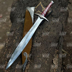 Handmade Real Damascus Steel Viking & Medieval Sword – Full Tang Historical Replica, Templar & Fantasy Design, Groomsmen or Christmas Gift