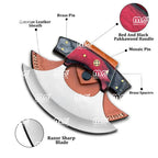 Hand-Forged Stainless Steel Ulu Knife & Pizza Cutter With Wooden Handle And Leather Sheath