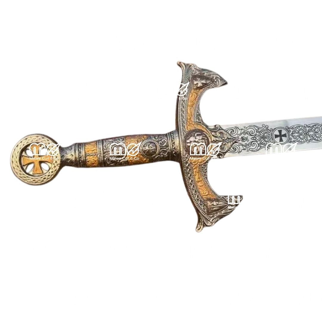 Hand Forged Damascus Steel Rapier Sword With Leather Sheath