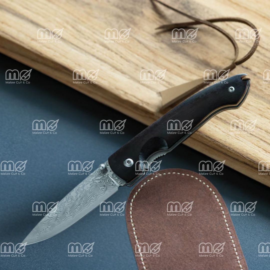 Handmade Damascus Folding Knife – 67-Layer VG10 Steel Blade