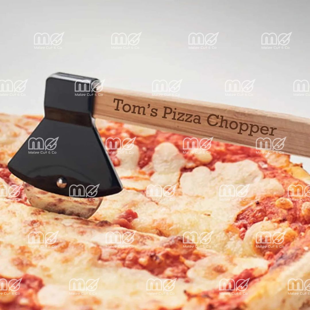 Personalised Axe Shaped Pizza Cutter With Bamboo Handle