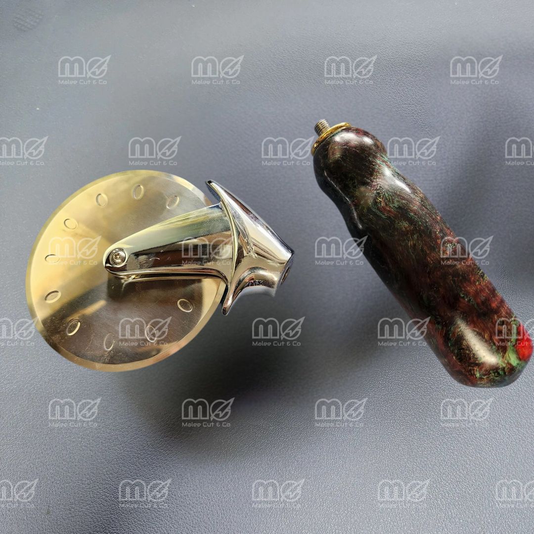 4-Inch Heavy-Duty Pizza Cutter With Double-Dyed Burl Wood Handle