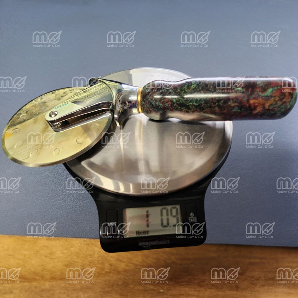 4-Inch Heavy-Duty Pizza Cutter With Double-Dyed Burl Wood Handle