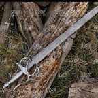 Hand Forged Damascus Steel Rapier Sword With Leather Sheath