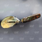 4-Inch Heavy-Duty Pizza Cutter With Double-Dyed Burl Wood Handle