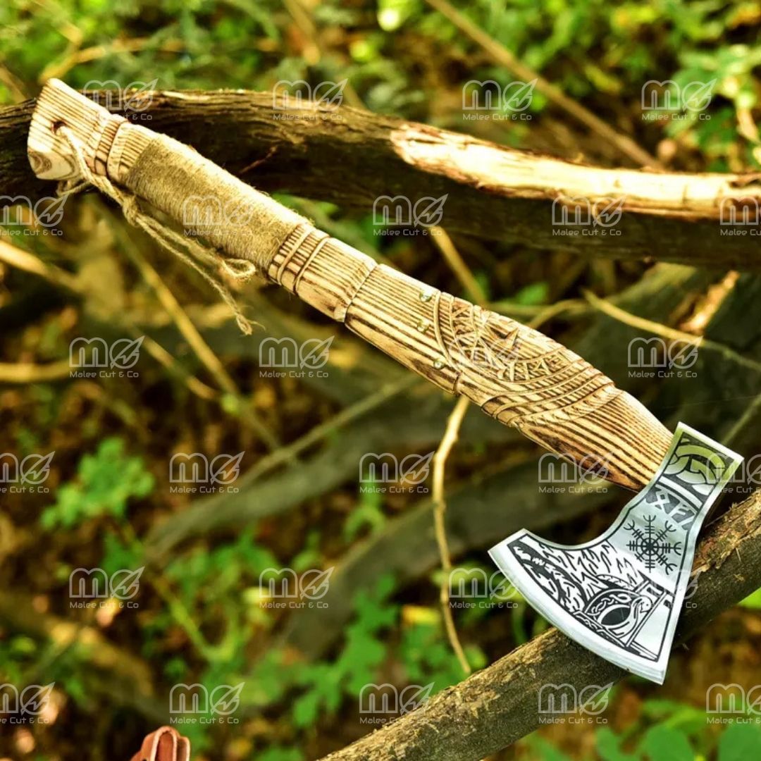 Hand-Forged Viking King Ragnar Axe | Custom Carbon Steel Viking Axe