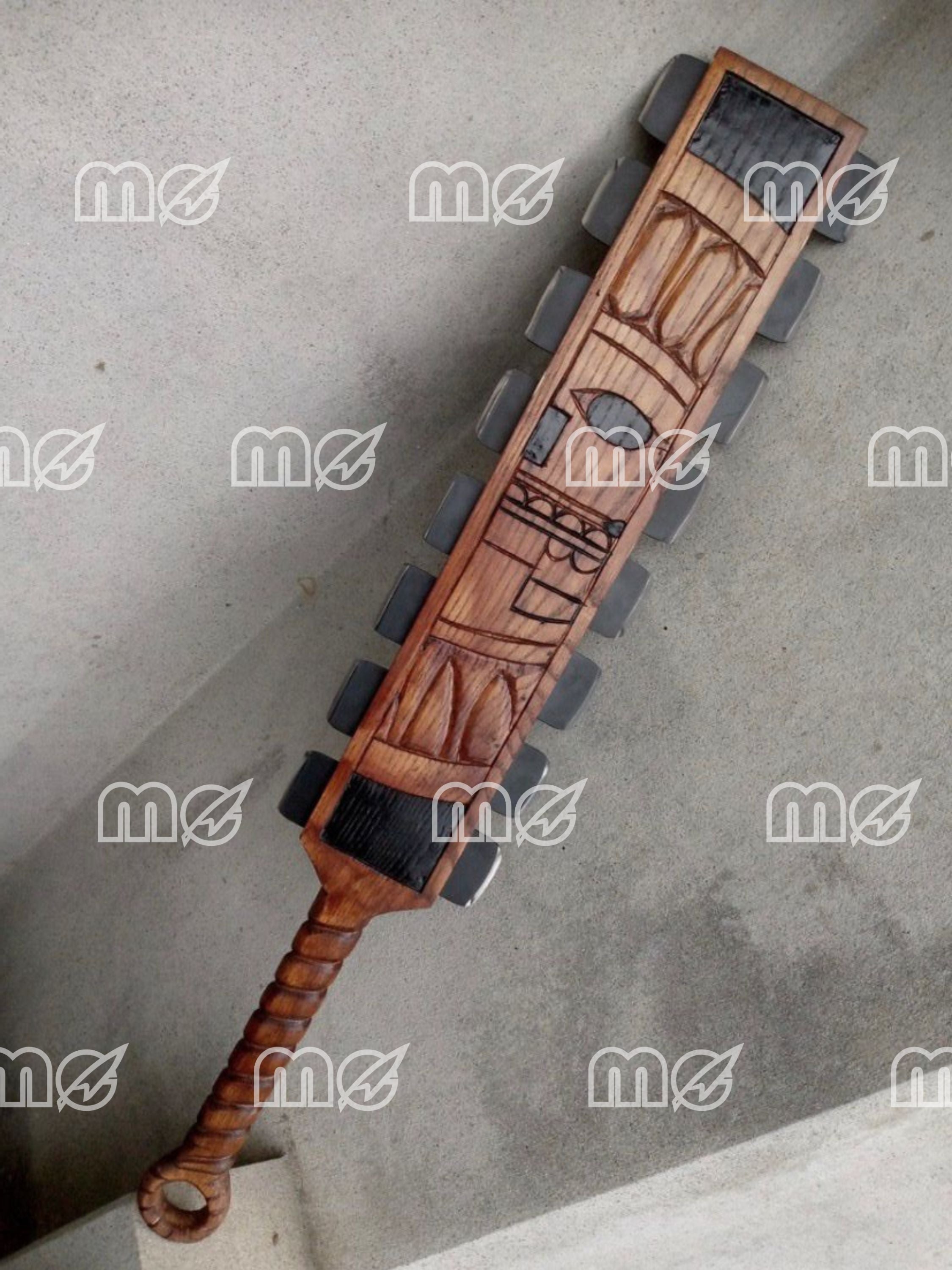 Handmade Engraved Decorative Obsidian Aztec Sword