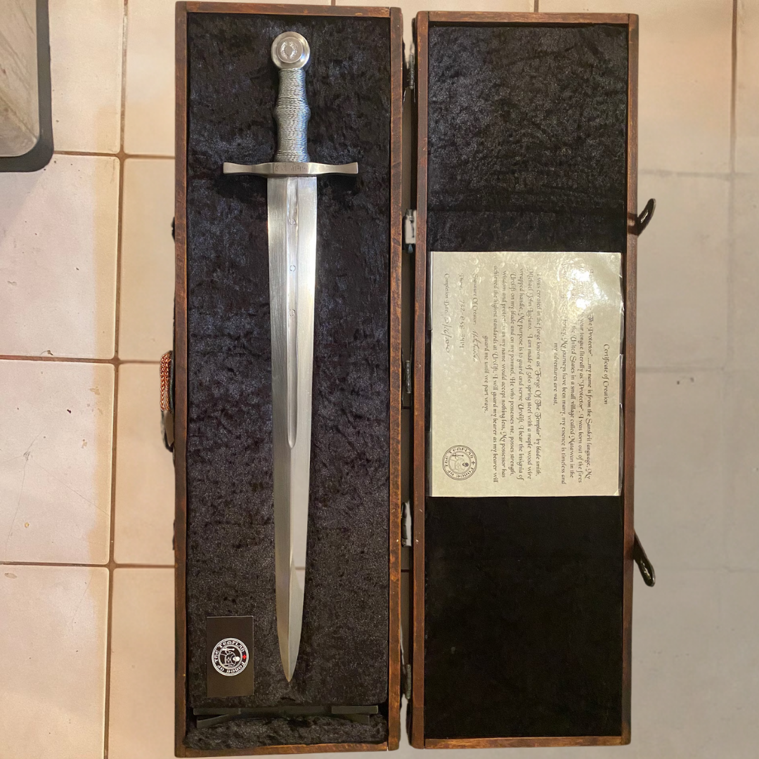 Custom Forged 31" Medieval Sword – Handcrafted Carbon Steel with Osage Orange Handle