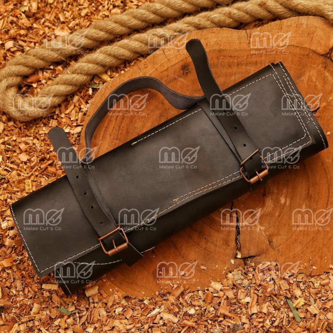 5-Piece Custom Handmade Chef Knife Set with Leather Sheath