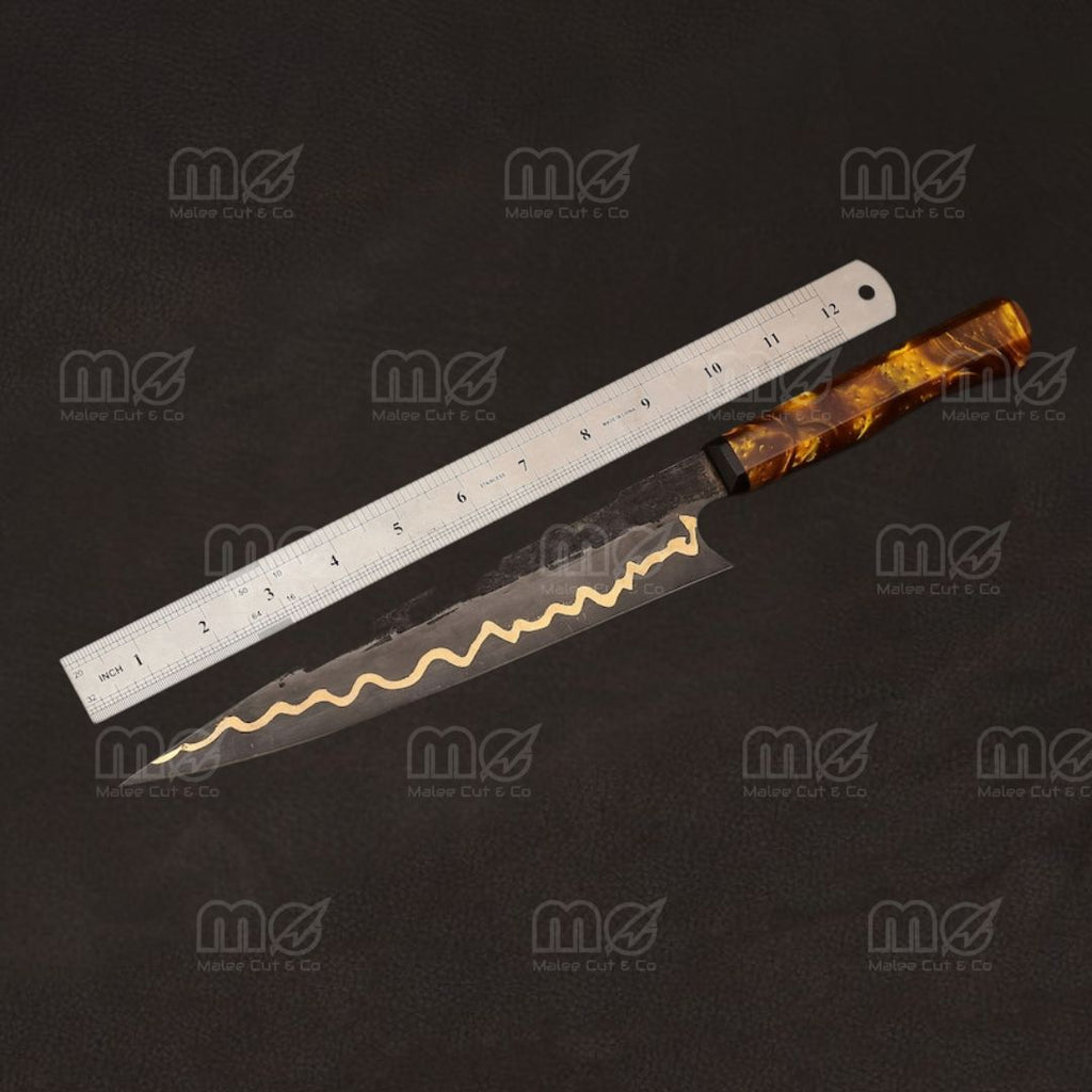 Handmade Chef Knife With 440C Stainless Steel Blade & Leather Sheath