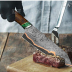 Handmade Luxury Chef Knife with Malachite & Turquoise Handle