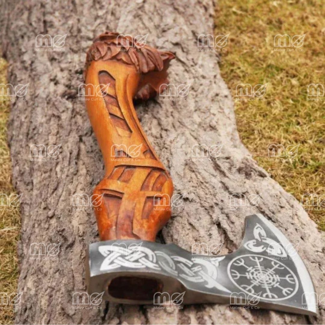 Custom Handmade Fenrir Viking Axe – Celtic & Norse Engraved Battle Axe