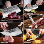 Hand-Forged Damascus Steel Chef Knife Set – 8 Piece