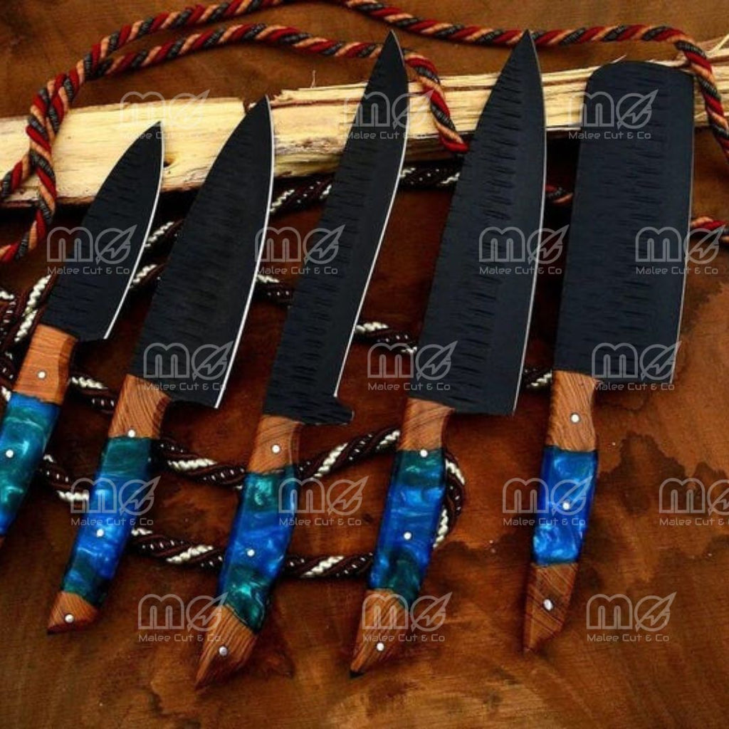 Personalized Hand-Forged 5-Piece Chef Knife Set