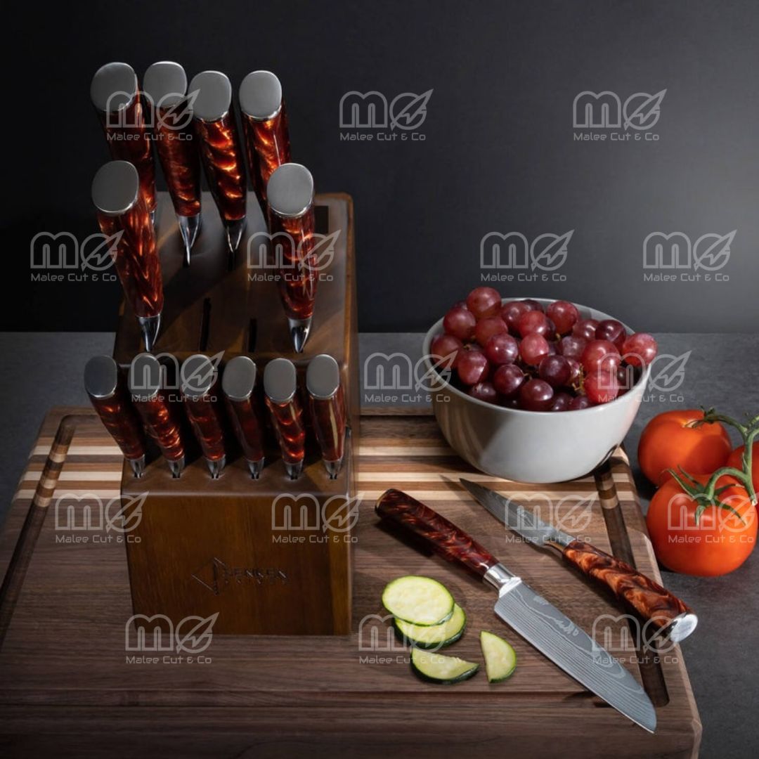 16-Piece Acacia Wood Knife Block Set