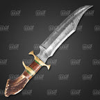 Handmade Damascus Steel Hunting Knife With Stag Antler Handle