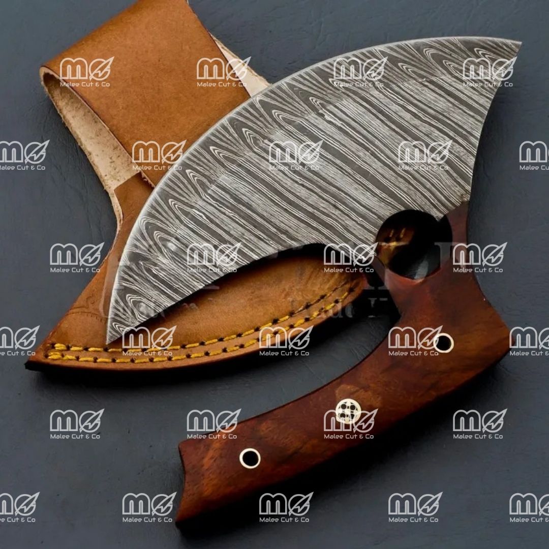 Hand-Forged Damascus Ulu Knife – Chef’s Pizza Cutter