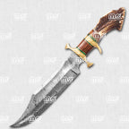 Handmade Damascus Steel Hunting Knife With Stag Antler Handle