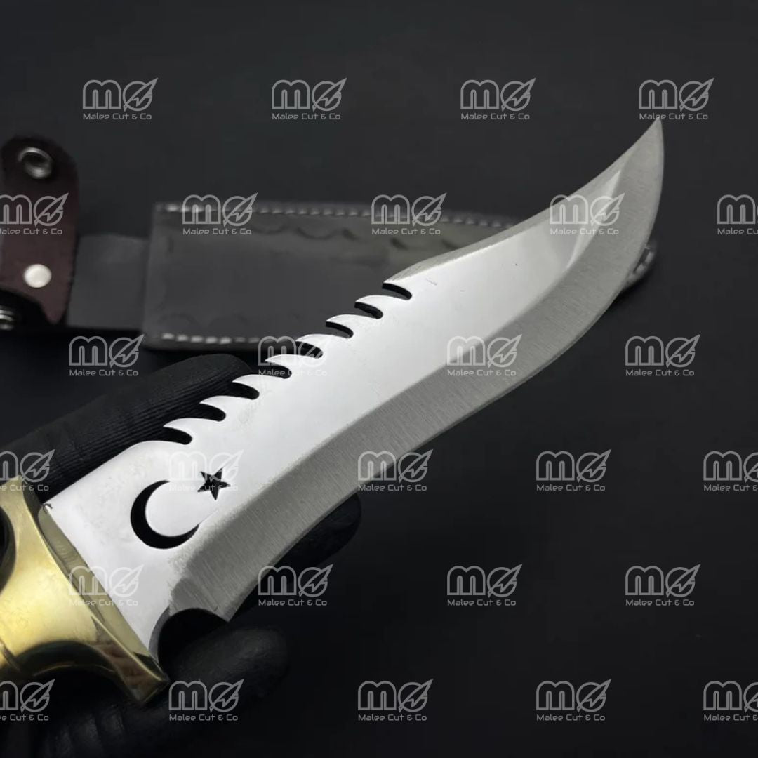 Custom Engraved Wood Hunting Knife With Wolf Design – Personalized Bowie Knife With Sheath