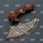 Hand-Forged Damascus Ulu Knife – Chef’s Pizza Cutter