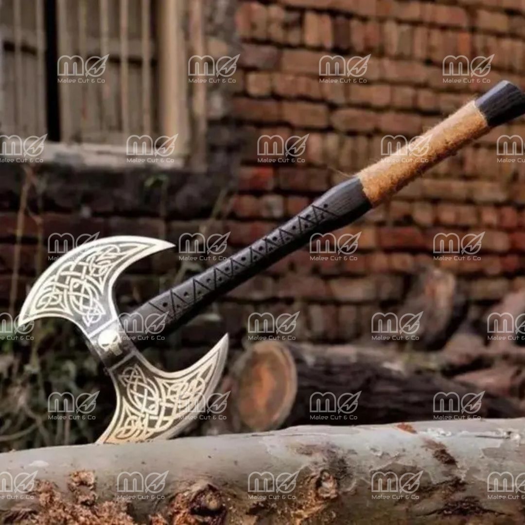 Hand-Forged Double-Headed Viking Axe | Bearded Norse Axe With Dual Blades