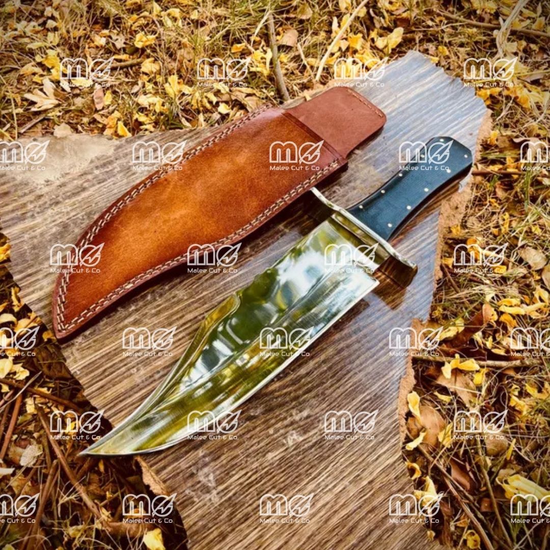 Premium Handmade Musso Bowie Knife – Full Tang Mirror-Polished D2 Steel Blade With Leather Sheath