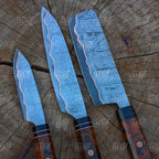 Handmade Copper Damascus Chef Knife Set - Free Shipping