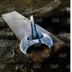 Hand-Forged Double-Headed Viking Axe | Bearded Norse Axe With Dual Blades