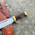 18" Custom Handmade D2 Steel Bowie Knife – Mirror Polished Crocodile Dundee Hunting Blade With Leather Sheath
