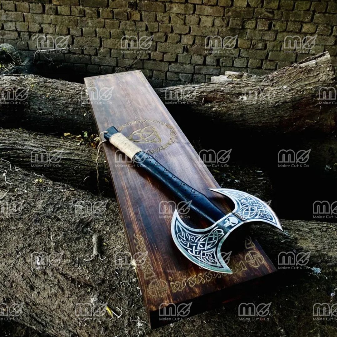 Hand-Forged Double-Headed Viking Axe | Bearded Norse Axe With Dual Blades