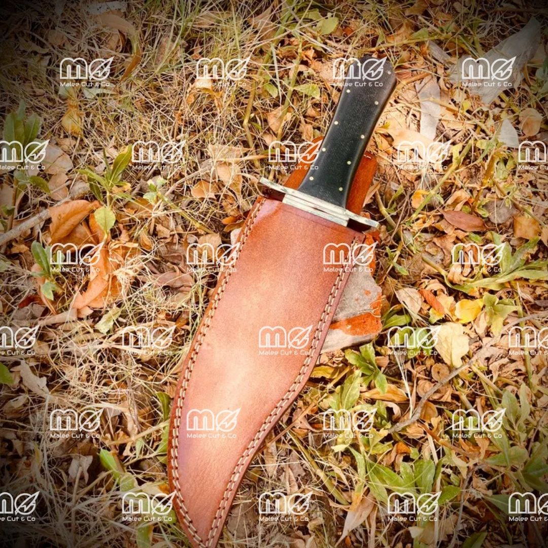 Premium Handmade Musso Bowie Knife – Full Tang Mirror-Polished D2 Steel Blade With Leather Sheath