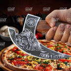 Hand-Forged Damascus Ulu Knife – Chef’s Pizza Cutter