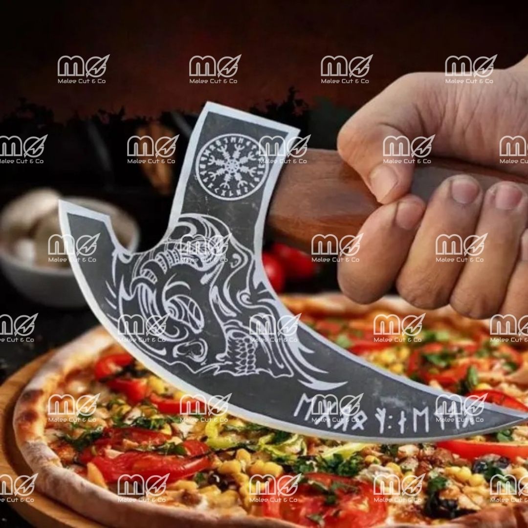 Hand-Forged Damascus Ulu Knife – Chef’s Pizza Cutter
