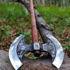 Hand-Forged Double-Headed Viking Axe | Bearded Norse Axe With Dual Blades