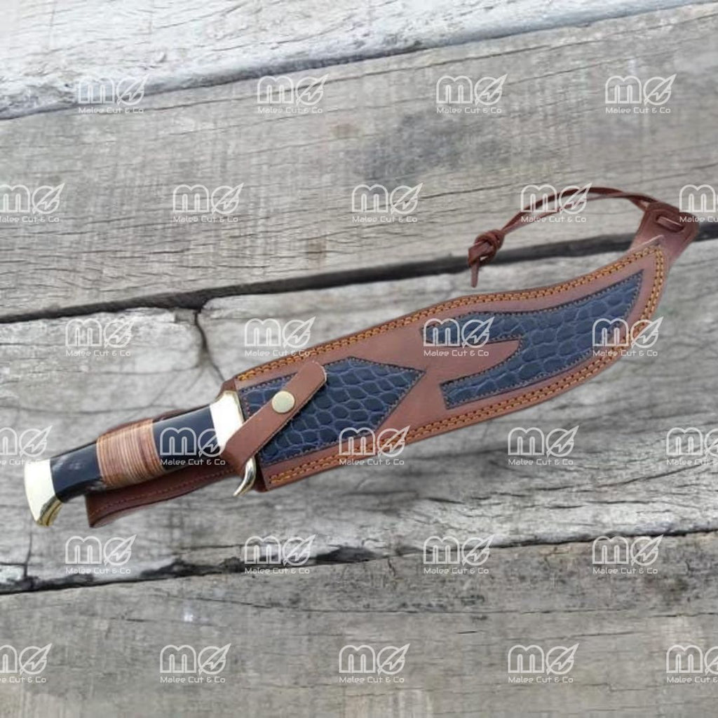 Handmade Damascus Steel Hunting Knife With Stag Antler Handle