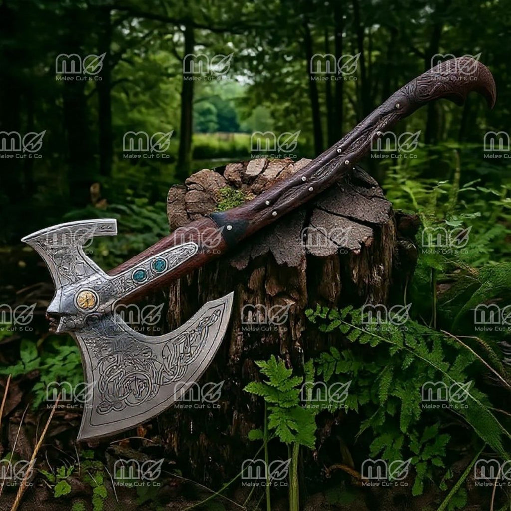 Hand-Forged Viking Axe With Ash Wood Handle