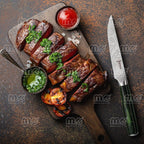 16-Piece Japanese Chef Knife Block Set – Green Resin Handles & Acacia Wood Block