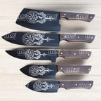 5-Piece Chef Knife Set – Handmade Carbon Steel Blades With Wooden Handles