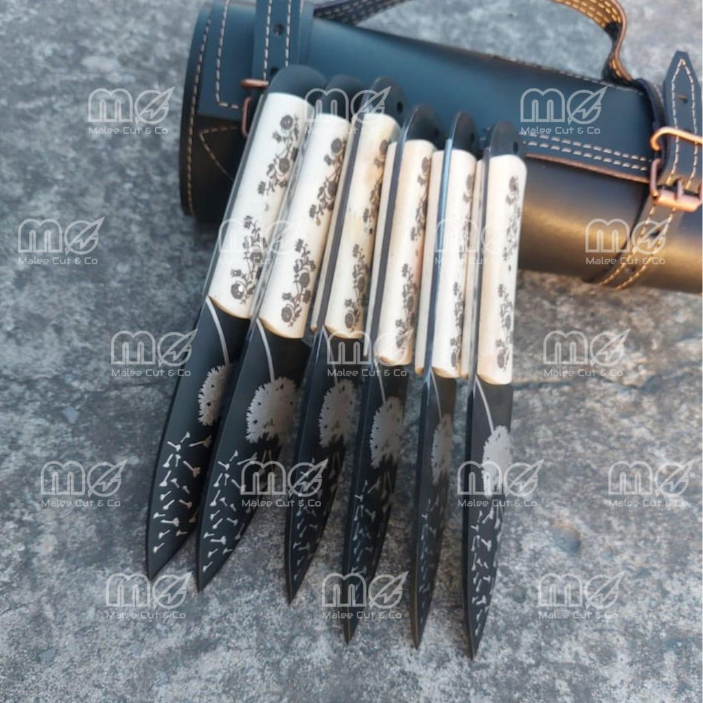 6-Piece Handmade Carbon Steel Steak Knife Set