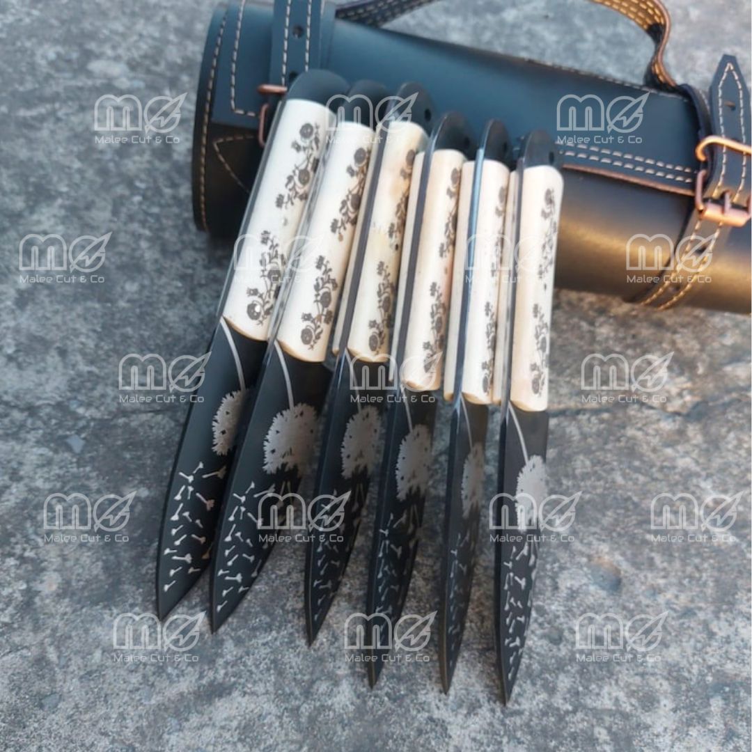 6-Piece Handmade Carbon Steel Steak Knife Set